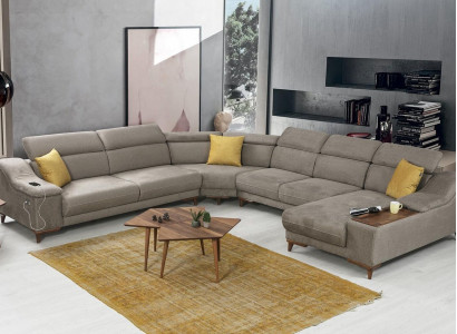 Sofa U-Form Wohnzimmer Ecksofa Polstermöbel Modern Polster Textil Design